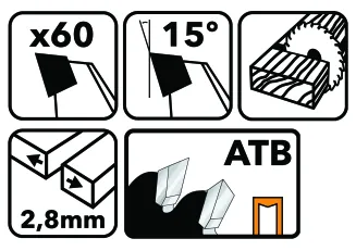 Tarcza widiowa do drewna 255x30 60z TDD-255x30x60Z - 2