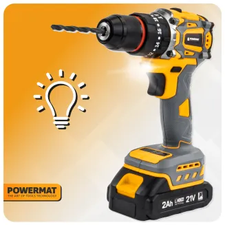 WIERTARKO WKRĘTARKA AKUMULATOROWA BEZSZCZOTKOWA UDAROWA 21V LED 2xAKU BITY PM-WA-21V-2M - 14