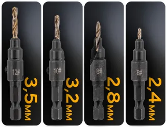 WIERTŁA DO DREWNA Z POGŁĘBIACZEM GZYMKĄ FAZOWNIK DO DREWNA (ZESTAW 5el.) 6-16mm PM-ZWZP-4TN - 8