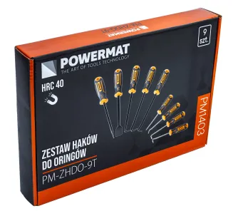 ZESTAW HACZYKÓW Z RĘKOJEŚCIĄ 9el. HAKÓW SKROBAKÓW DO ORINGÓW USZCZELEK PM-ZHDO-9T - 18