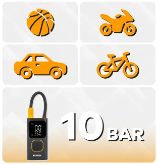 KOMPRESOR SAMOCHODOWY AKUMULATOROWY 10 BAR DO OPON AUTA ROWERU PIŁEK PM-KAP-150T - 18