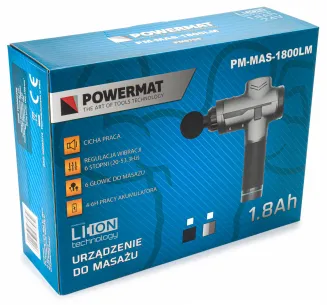 Masażer wibracyjny pistolet PM-MAS-1800BLM + 6 końcówek - 16