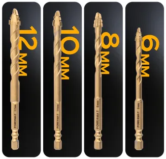 WIERTŁA MIMOŚRODOWE DO SZKŁA GRESU CZTEROOSTRZOWE (ZESTAW 7el.) 3-12mm PM-ZWSC-7T - 9