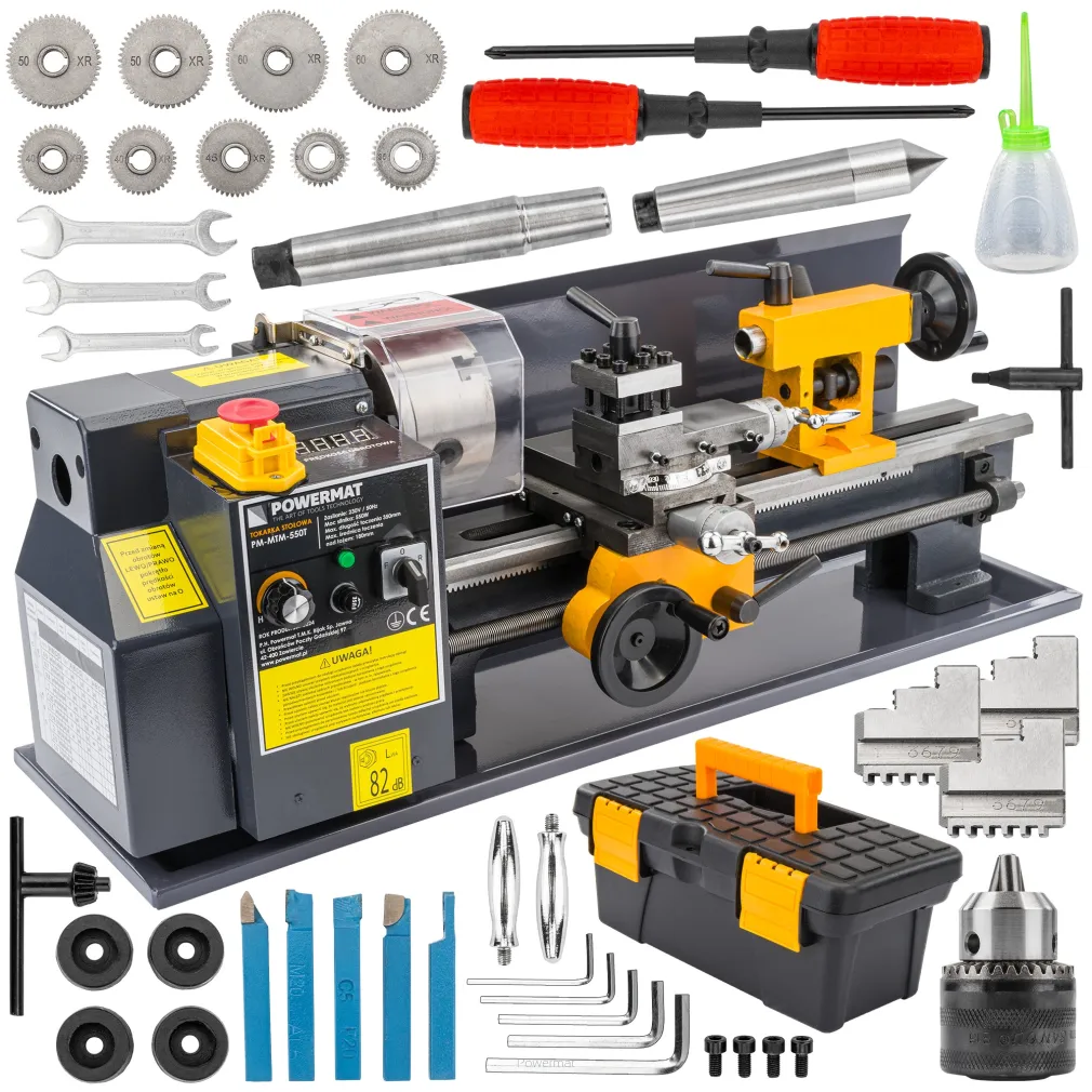 MINI TOKARKA STOŁOWA DO METALU DREWNA OBRABIARKA 0-2500 obr./min +AKCESORIA PM-MTM-550T