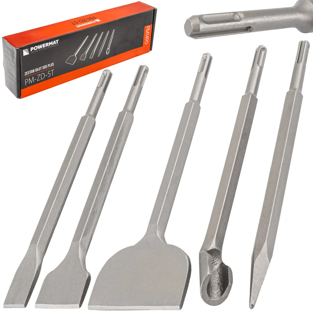 ZESTAW DŁUT SDS+ 5 SZT. PŁASKIE 250MM DŁUTO DO BETONU DŁUTA DO BRUZDOWANIA (ZESTAW 5el.) PM-ZD-5T