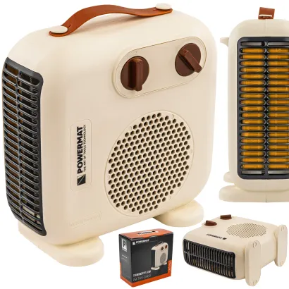 GRZEJNIK TERMOWENTYLATOR ELEKTRYCZNY FARELKA PIONOWY POZIOMY TERMOSTAT 2 kW 230V PM-TWE-2000D