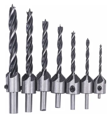 ZESTAW WIERTEŁ DO DREWNA Z POGŁĘBIACZEM WIERTŁA 7 PM-ZWZP-7T