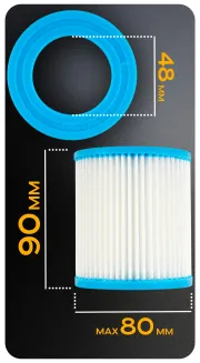 FILTR DO POMPY FILTRUJĄCEJ BASENOWEJ WKŁAD ZATRZYMUJĄCY OSAD TYP B II 8x9cm PM-FUPB-7.7X8.5T - 7