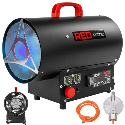 NAGRZEWNICA GAZOWA 25KW 230V TERMOSTAT LCD REDUKTOR+WĄŻ RTNGG0120